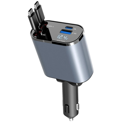 eFlexCharge Pro: 4-in-1 Retractable Car Charger